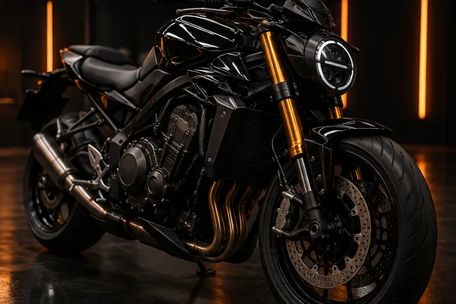 Illustration of a clean black motorcycle